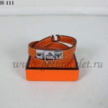 Hermes Rivale Double Wrap Bracelet Orange Silver
